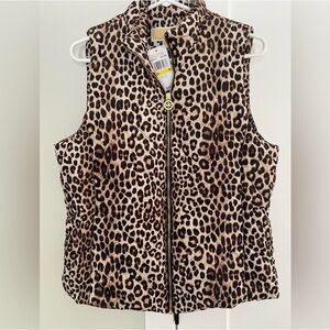 MICHAEL Michael Kors Leopard Print Quilted Vest in Brown and Black